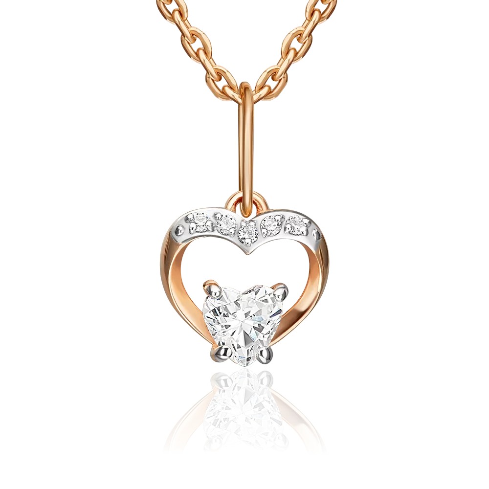 Anhänger Herz aus russischem Rotgold 585 mit Zirkonia