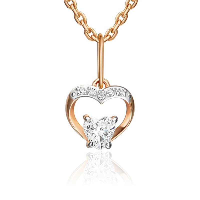 Anhänger Herz aus russischem Rotgold 585 mit Zirkonia