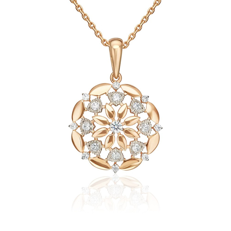 Anhänger Vitraj aus russischem Rotgold 585 mit Zirkonia