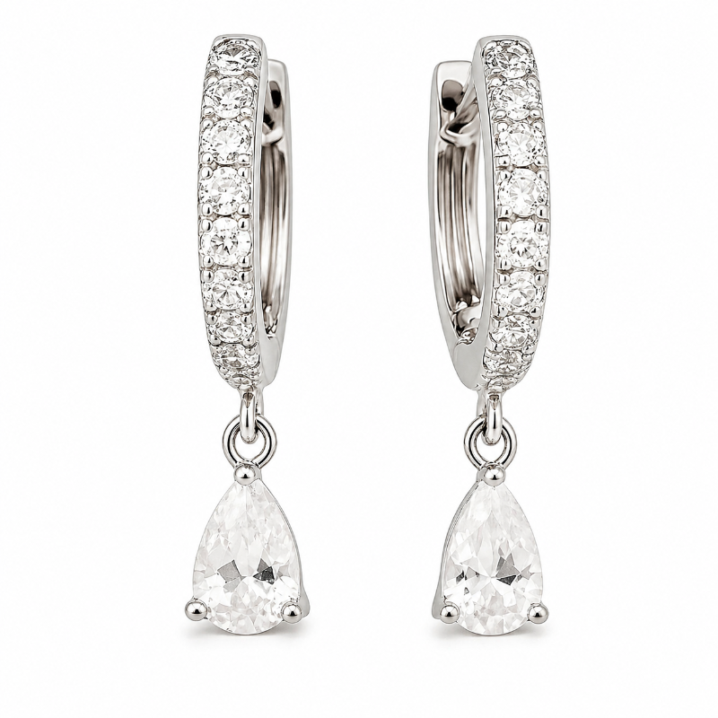 Серьги Капли из серебра 925 пробы с фианитами