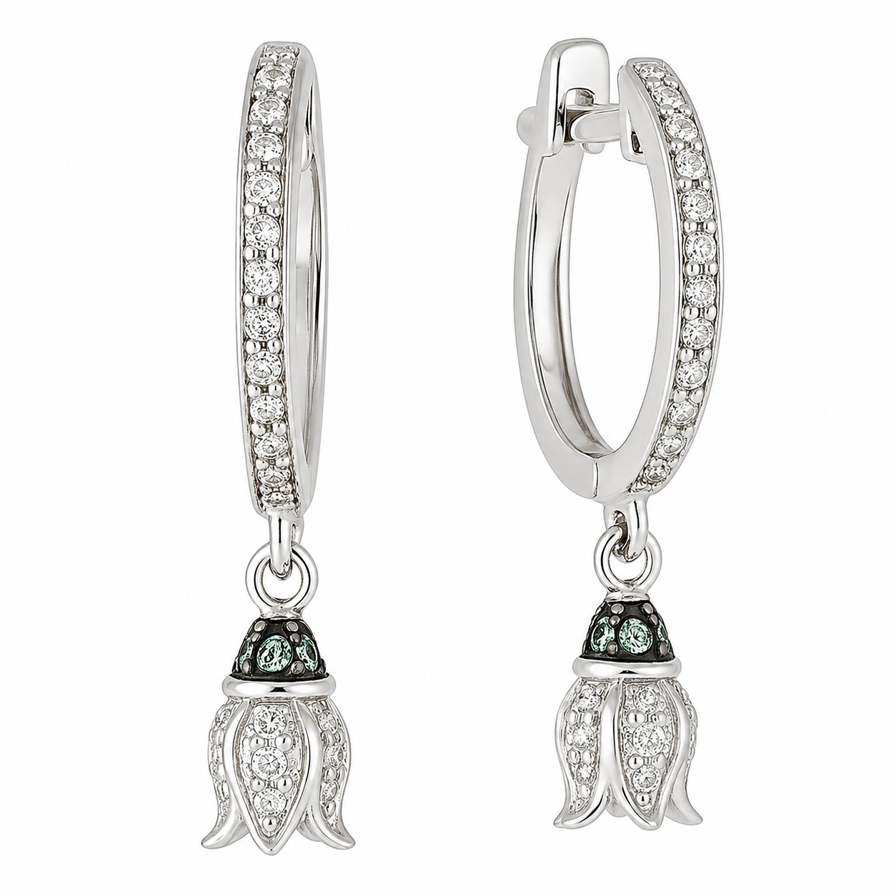 Tulpen Ohrringe aus 925 Silber mit Zirkonia