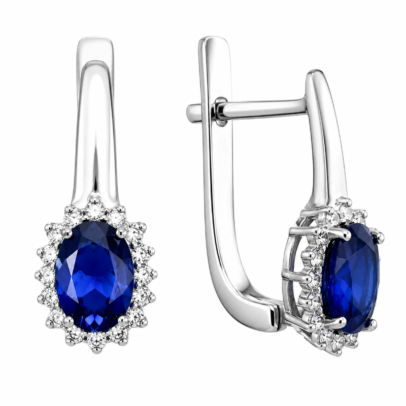Серьги из русского серебра 925 пробы с фианитами