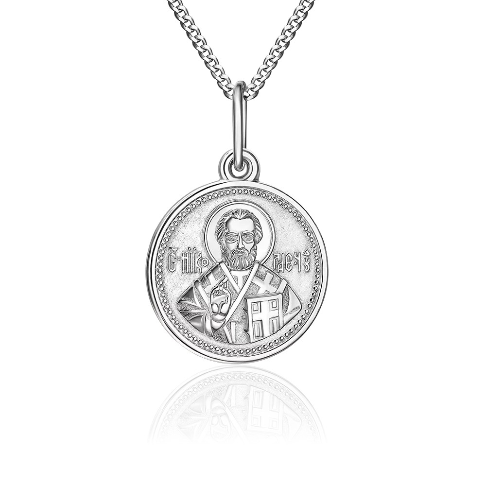 Ikone „Heiliger Nikolaus der Wundertäter“ aus Silber 925 Religio ohne Kette