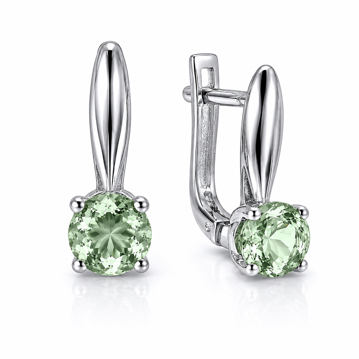 Серьги из серебра 925 пробы с зелёным аметистом Серьги из серебра 925 пробы с зелёным аметистом