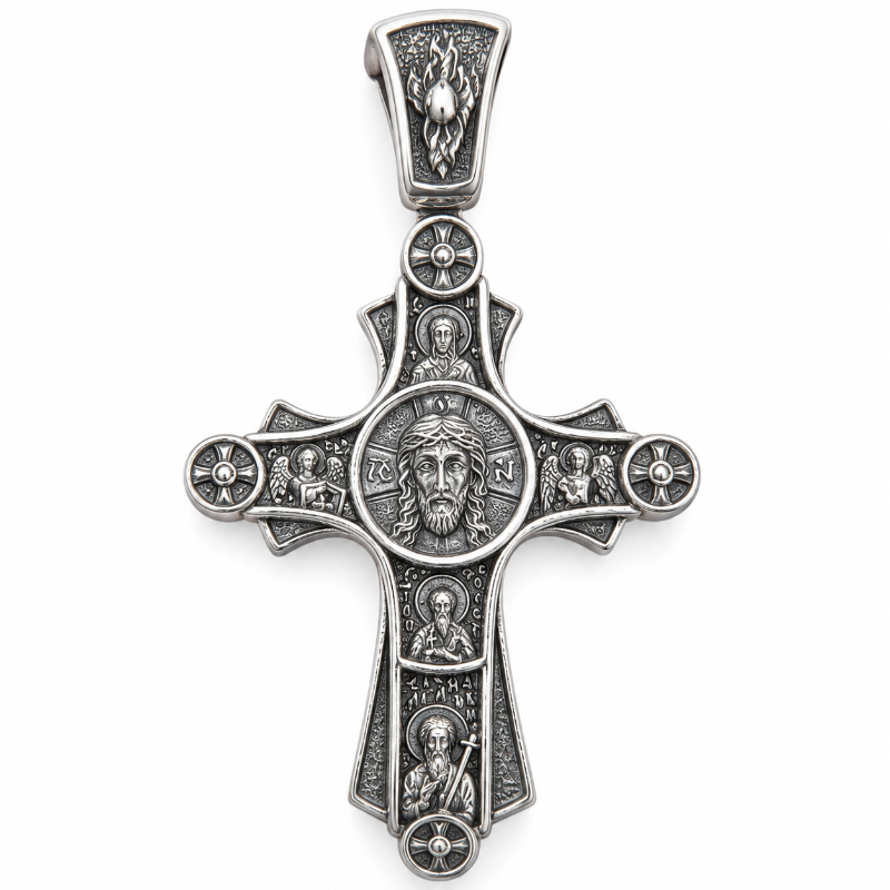 Orthodoxes Kreuz „Rette und Bewahre“ aus Silber 925 mit Schwärzung Orthodoxes Kreuz „Rette und Bewahre“ aus Silber 925 mit Schwärzung