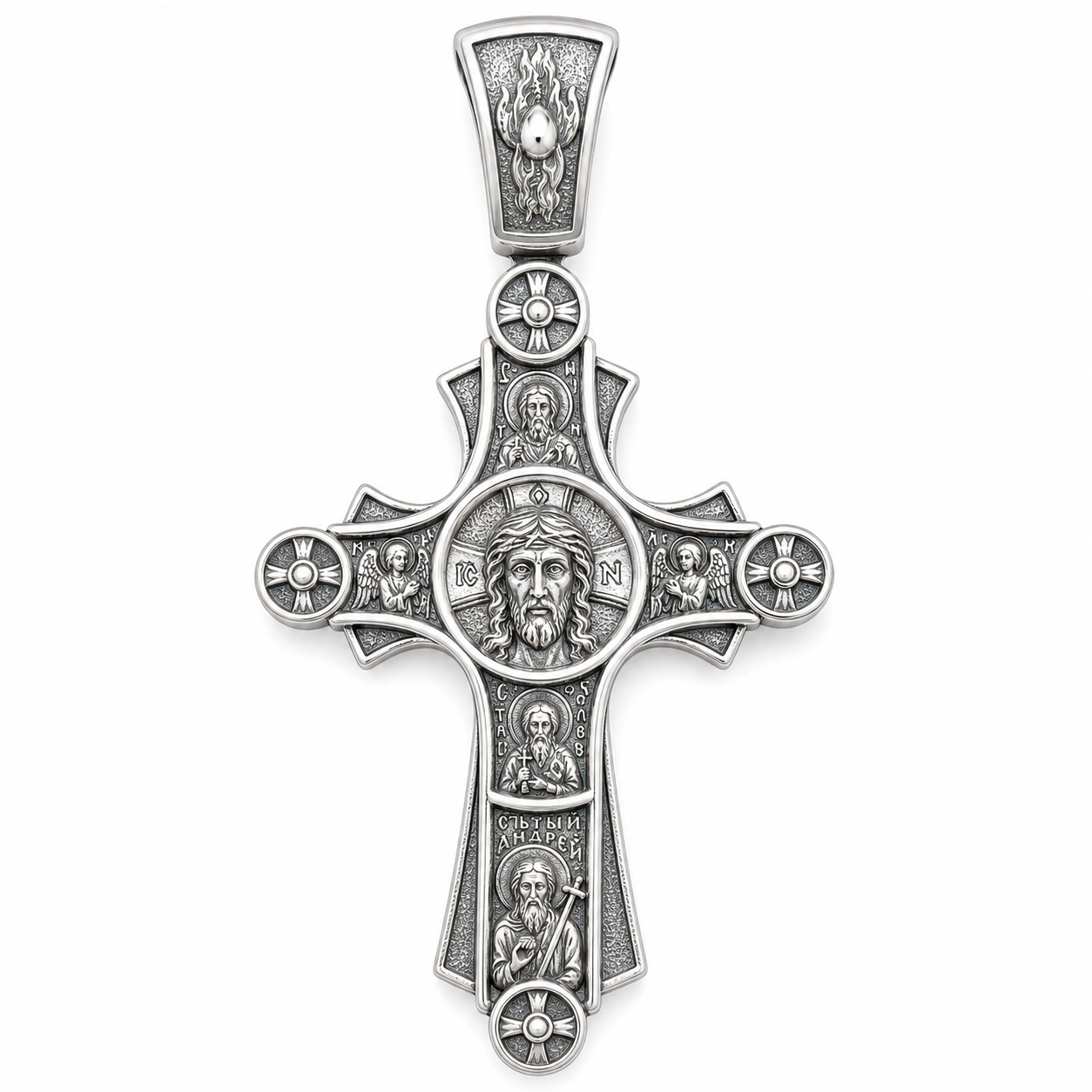 Orthodoxes Kreuz „Rette und Bewahre“ aus Weißsilber 925 Orthodoxes Kreuz „Rette und Bewahre“ aus Weißsilber 925