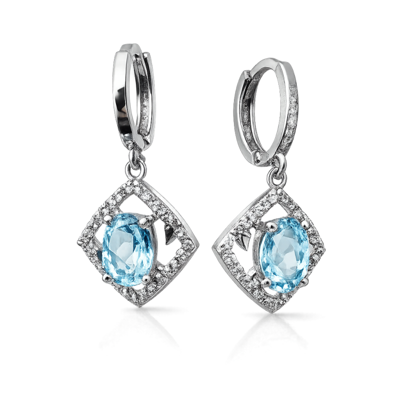 Creolen aus 925 Silber mit natürlichen Topasen und Zirkonia Creolen aus 925 Silber mit natürlichen Topasen und Zirkonia