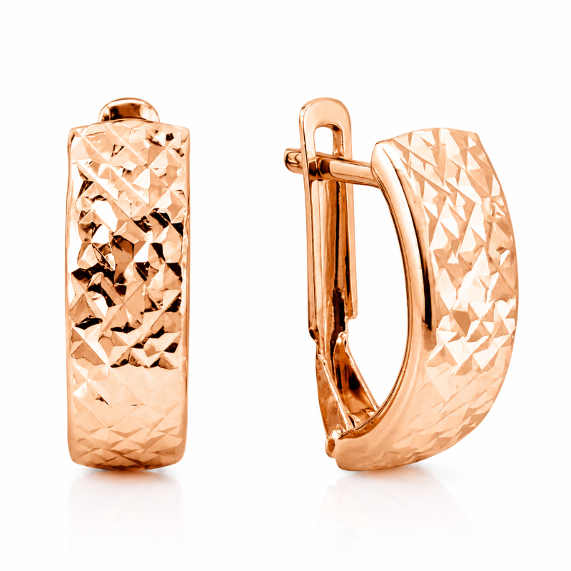 Paar Ohrhänger 585er Rotgold Diamantiert
