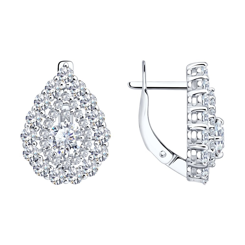 Серьги с фианитами из русского серебра 925 пробы