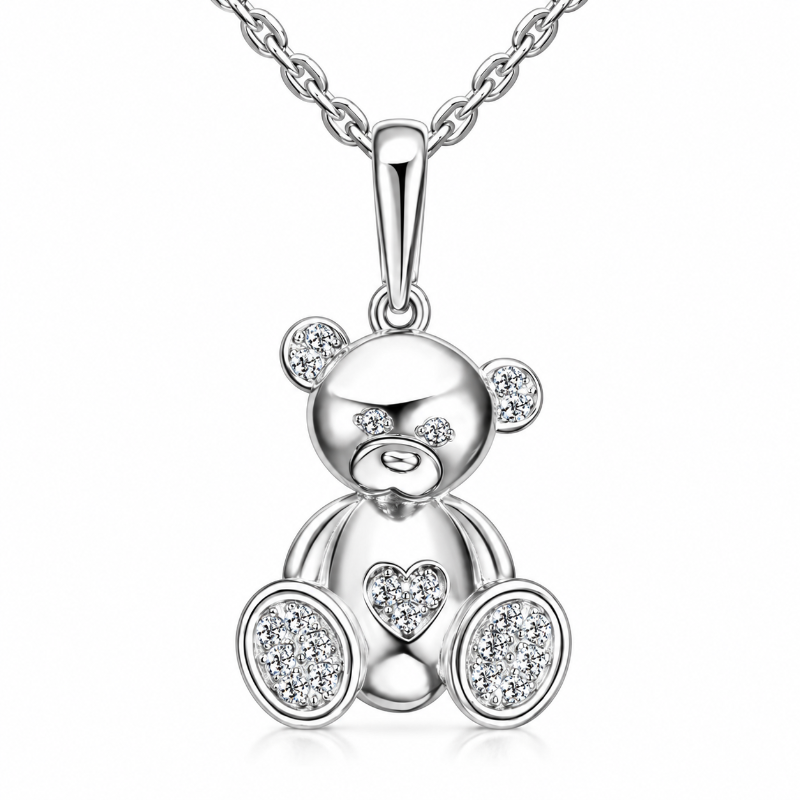 Anhänger „Bär“ aus 925 Silber mit Topas, weißen und blauen Zirkonia ohne Kette Anhänger „Bär“ aus 925 Silber mit Topas, weißen und blauen Zirkonia ohne Kette
