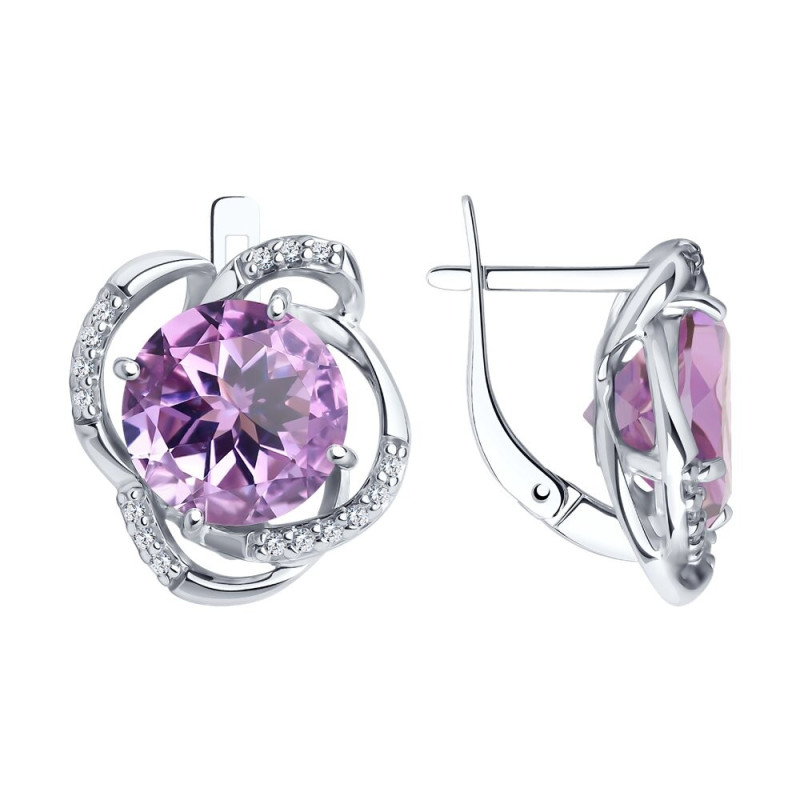 Ohrringe aus 925er Silber mit Amethysten und Zirkonia Ohrringe aus 925er Silber mit Amethysten und Zirkonia