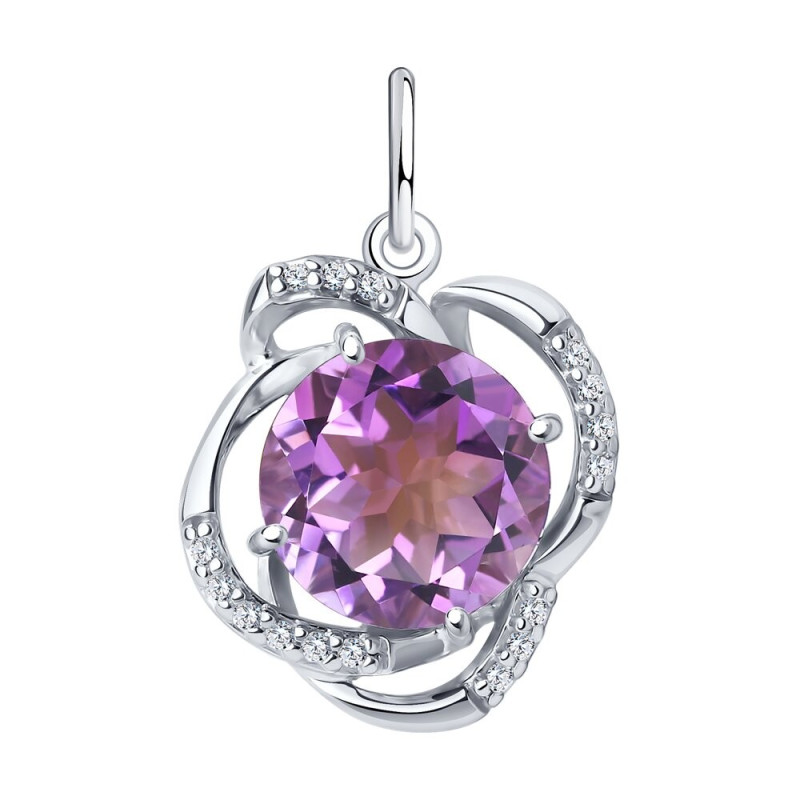 Anhänger aus 925er Silber mit Amethyst und Zirkonia – ANHs94-330-01920-1 Anhänger aus 925er Silber mit Amethyst und Zirkonia – ANHs94-330-01920-1
