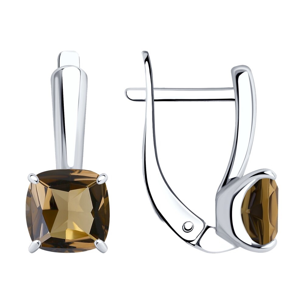 Ohrringe aus 925 Silber mit Rauchquarz und Zirkonia Ohrringe aus 925 Silber mit Rauchquarz und Zirkonia