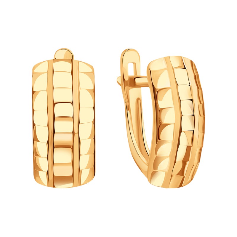 Klassische Ohrringe aus 585 Rotgold mit Diamantschliff ohne Steine Klassische Ohrringe aus 585 Rotgold mit Diamantschliff ohne Steine