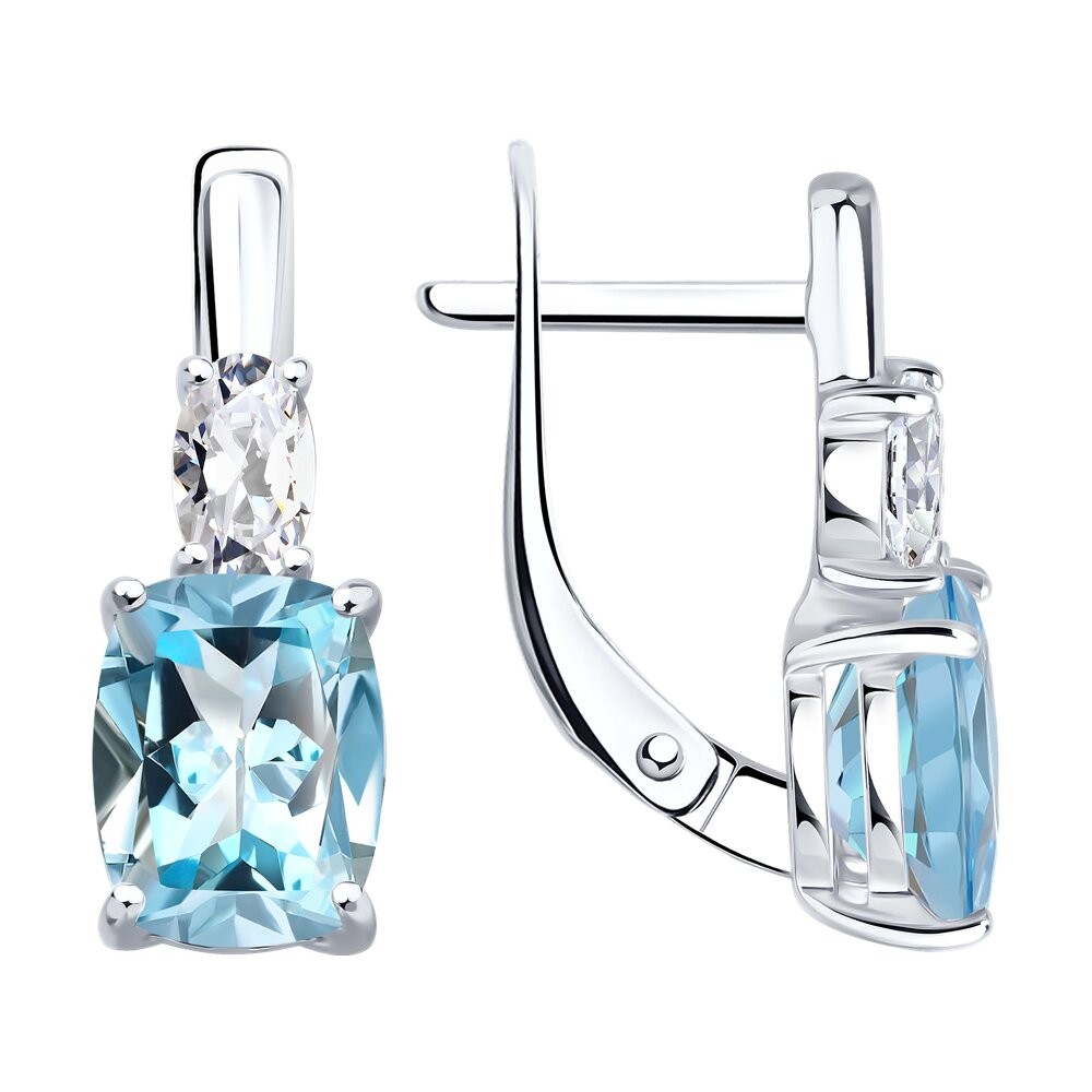 Silber Ohrringe mit Topasen und Zirkonia, englischer Verschluss, 925 Silber Silber Ohrringe mit Topasen und Zirkonia, englischer Verschluss, 925 Silber