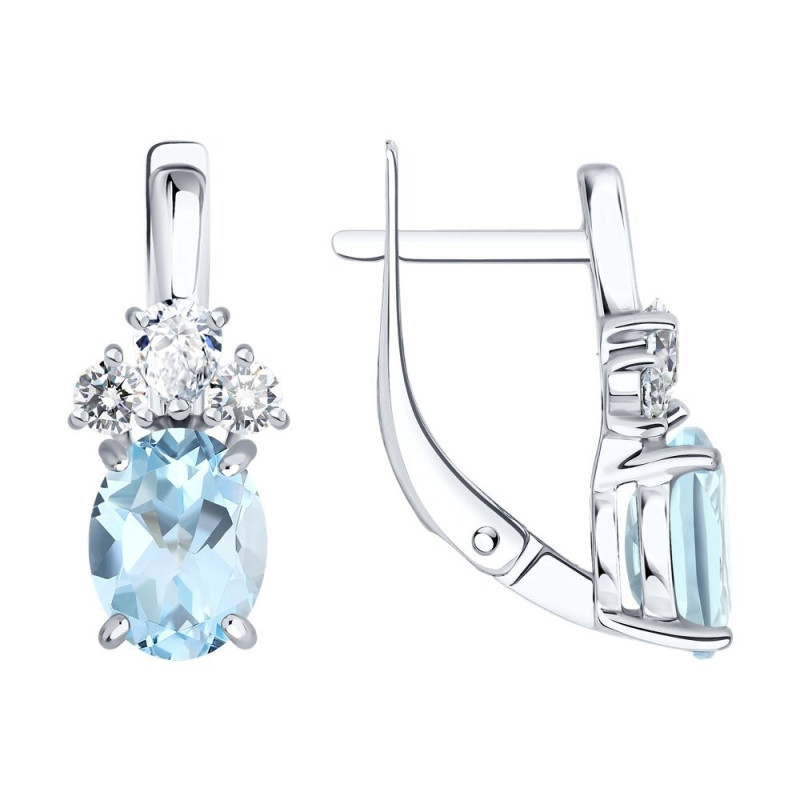 Silber Ohrringe mit Topas und Zirkonia, englischer Verschluss, 925 Silber Silber Ohrringe mit Topas und Zirkonia, englischer Verschluss, 925 Silber