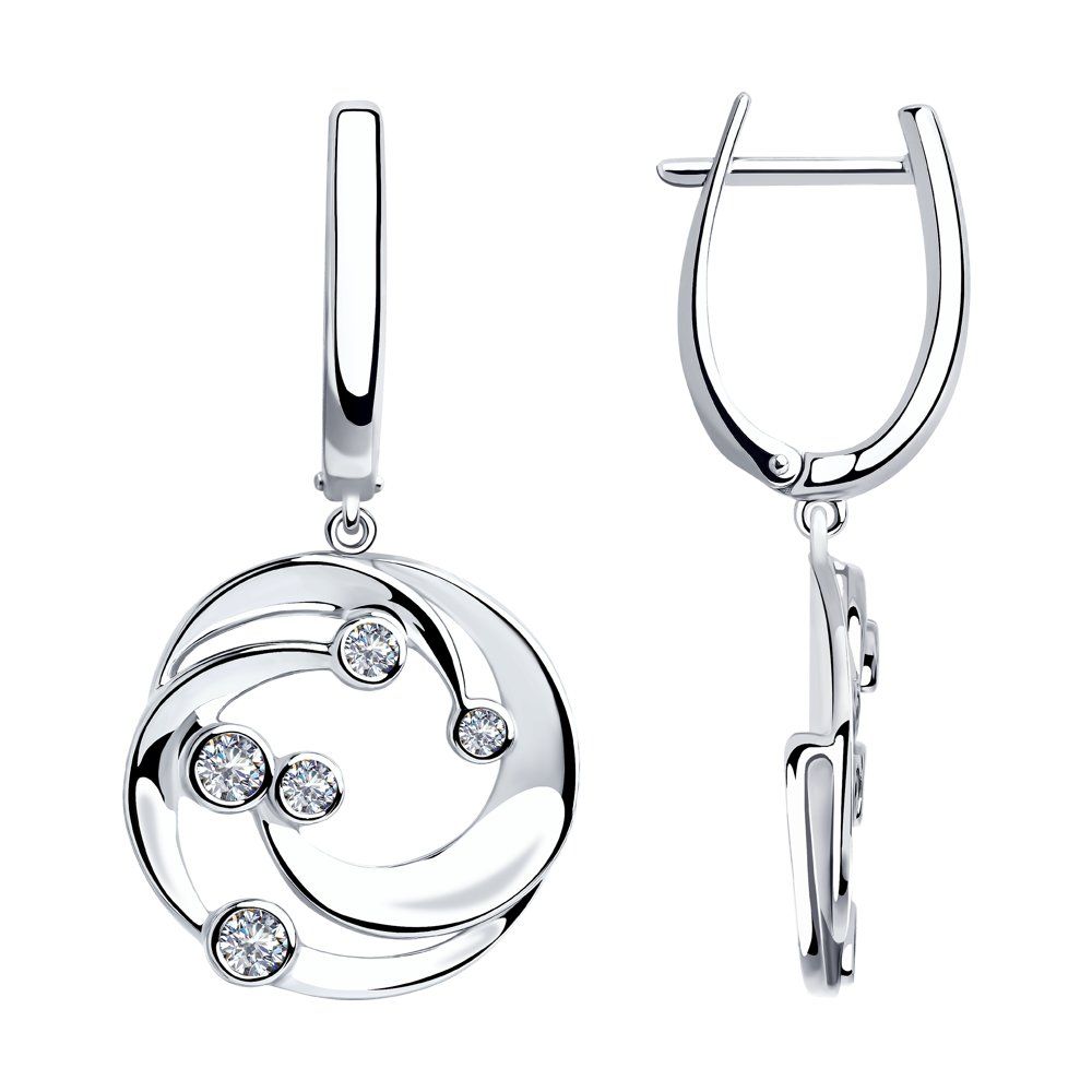 Серьги с фианитами из серебра 925 пробы Серьги с фианитами из серебра 925 пробы