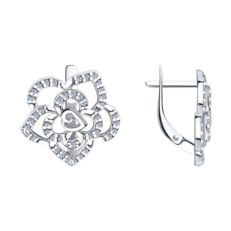 Ohrringe "Blumen" mit Zirkonia 925 Silber