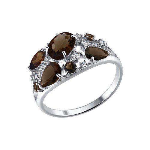 Damen Silberring mit Rauchtopas und Zirkonia