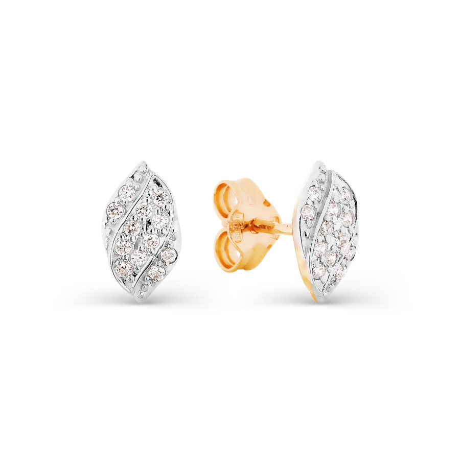 Серьги с фианитами из красного золота 585 пробы