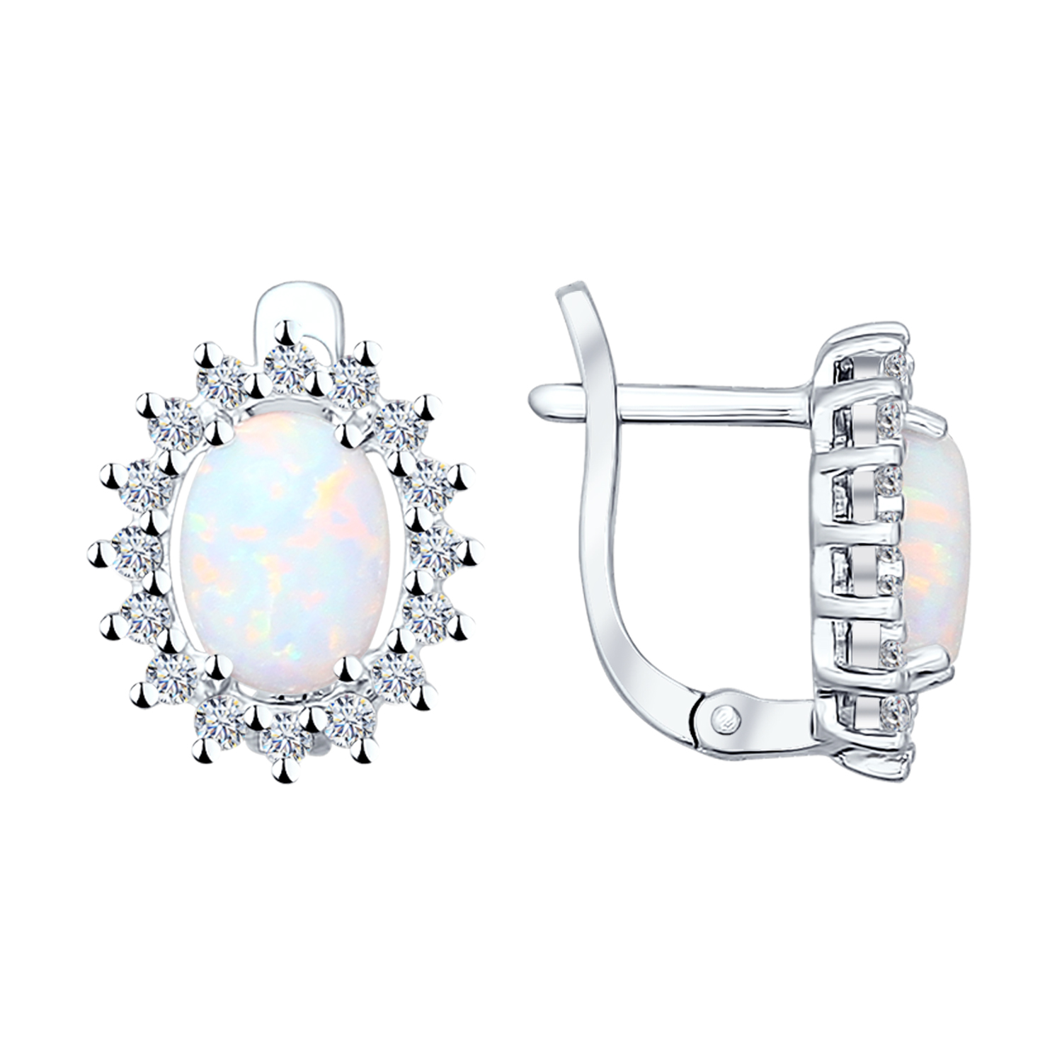 Ohrringe 925 Silber mit Opal und Zirkonia