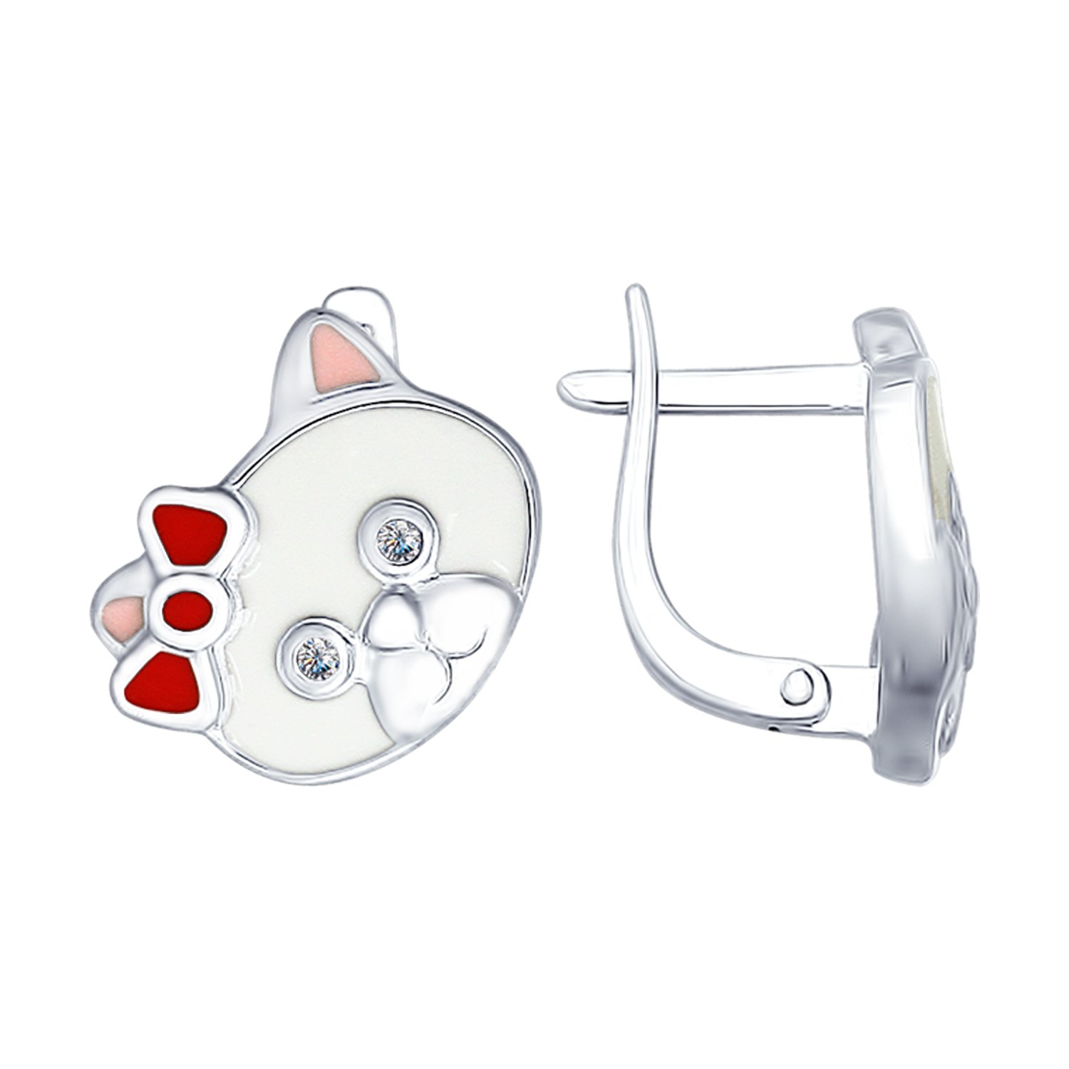 Kinder Ohrringe "Katze" 925 Silber Emaille