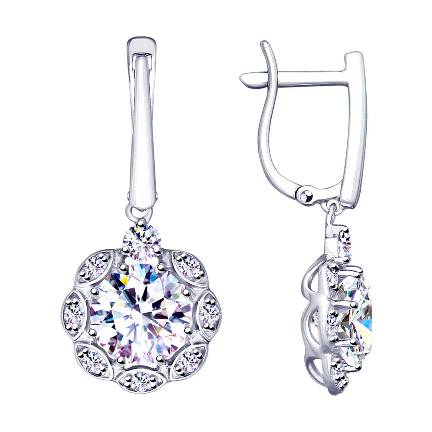 Серьги из серебра 925 пробы с фианитами