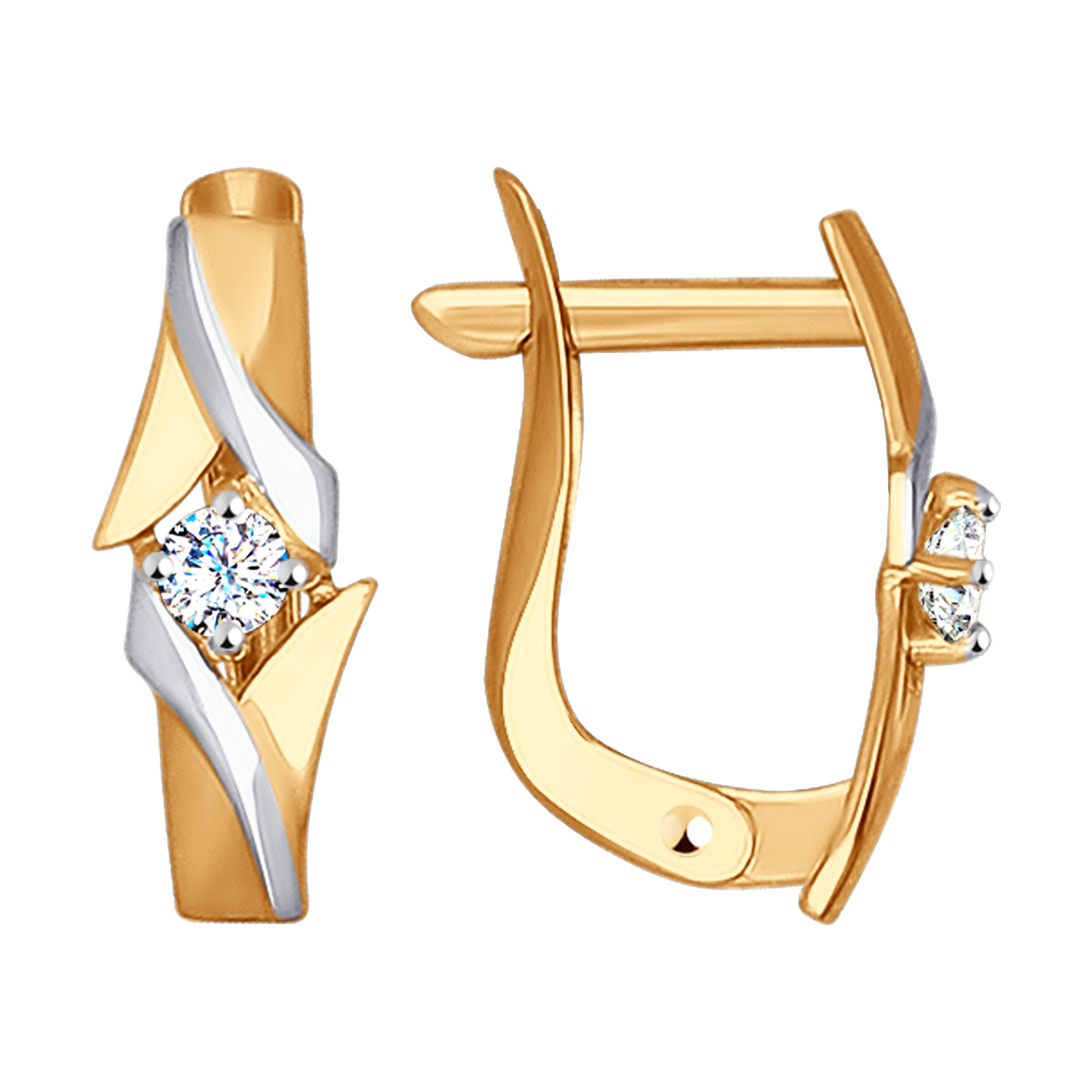 Ohrhänger mit Zirkonia 585 Rotgold Bicolor Ohrhänger mit Zirkonia 585 Rotgold Bicolor