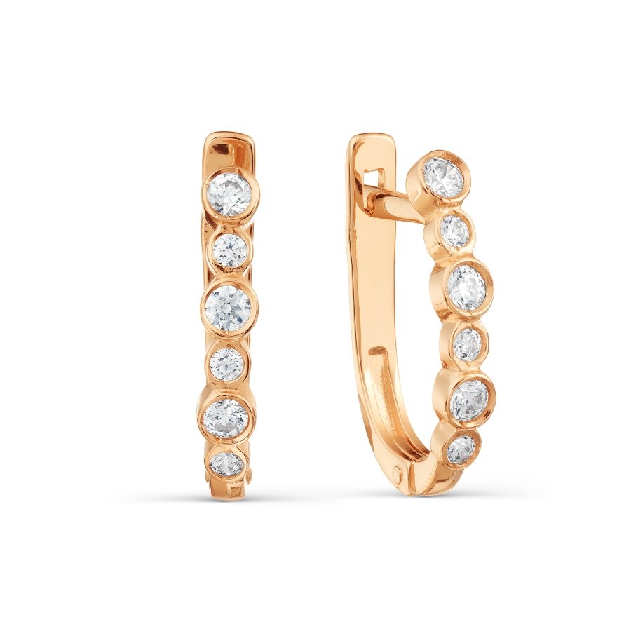 Серьги из красного золота 585 пробы c фианитами