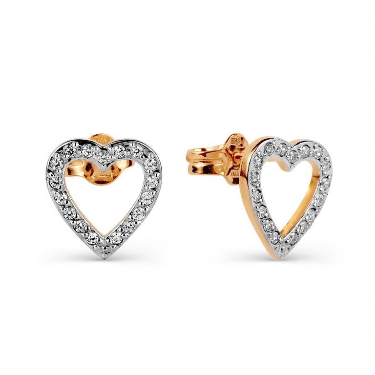 Серьги из красного золота 585 пробы c фианитами