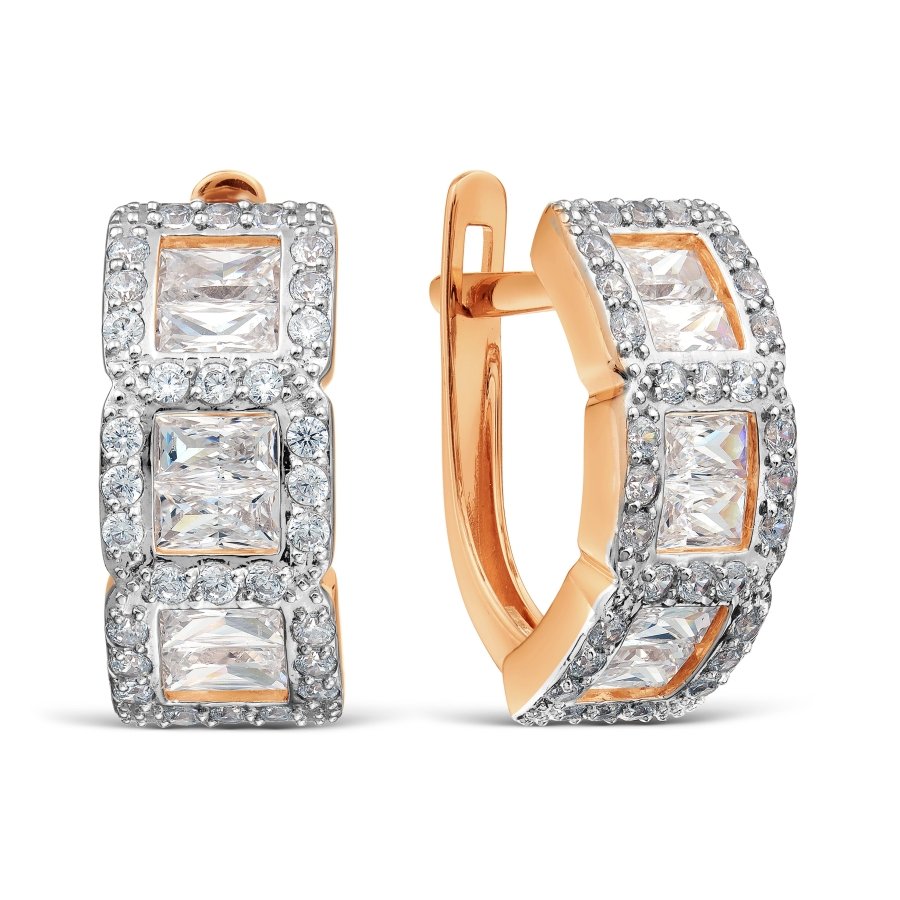 Серьги из красного золота 585 пробы c фианитами