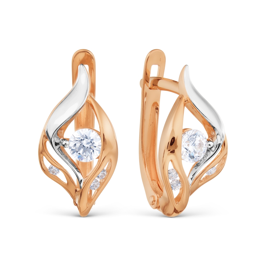 Damen Ohrringe 585 Rotgold mit Zirkonia Damen Ohrringe 585 Rotgold mit Zirkonia