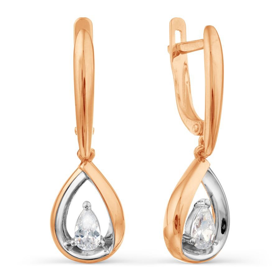 Paar Ohrhänger 585 Rotgold Zirkonia