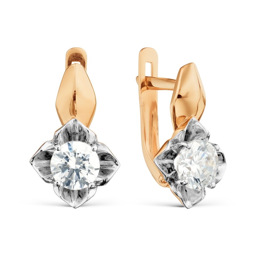 Серьги из красного золота 585 пробы c фианитами