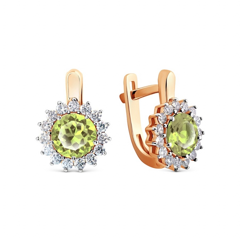 Damen Ohrringe mit Peridot und Zirkonia