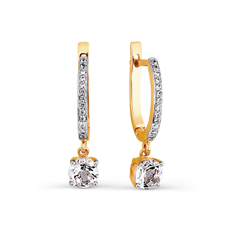 Paar Ohrhänger 585 Rotgold Topas und Zirkonia