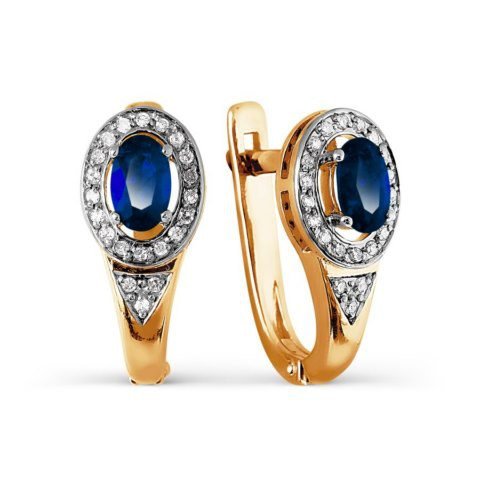 Damen Ohrringe 585 Rotgold Saphire und Brillanten