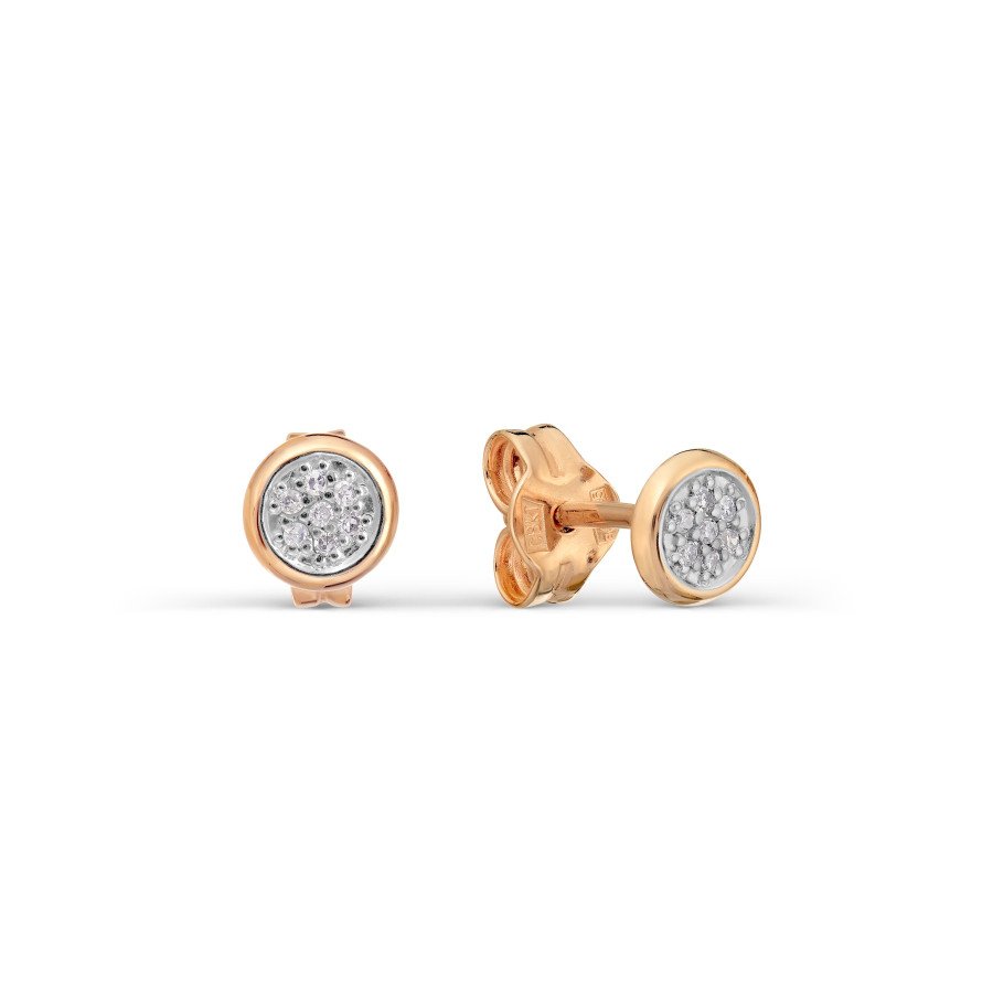 Paar Ohrstecker 585 Rotgold mit Brillanten