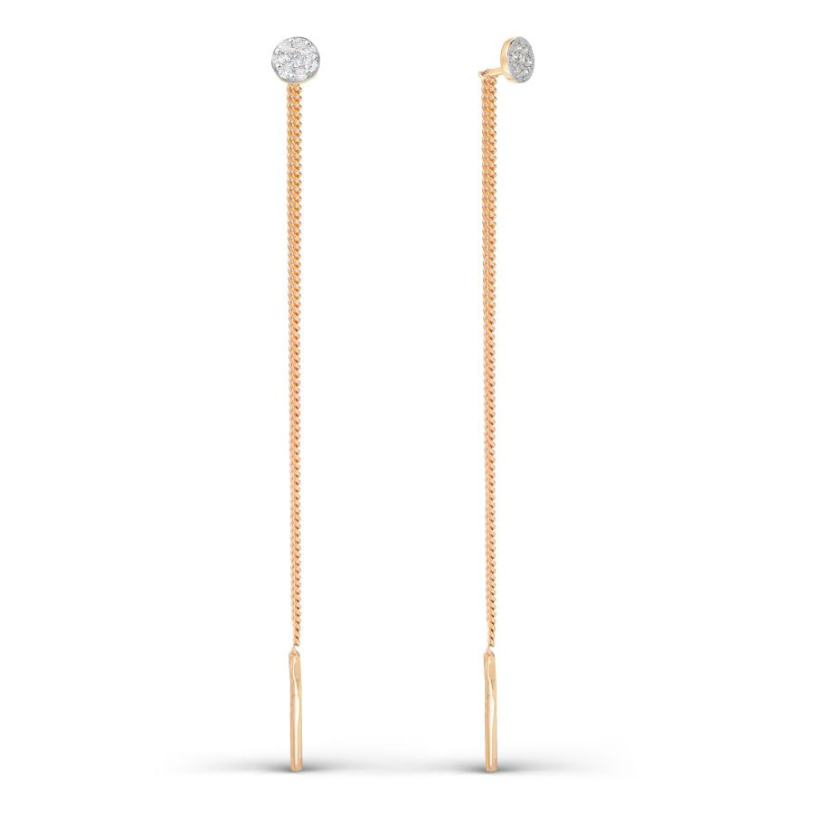 Серьги продевки из золота с русскими бриллиантами Серьги продевки из золота с русскими бриллиантами