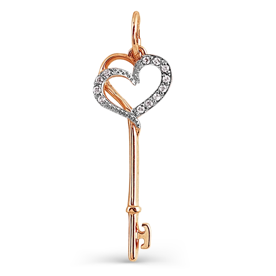 Kettenanhänger "Schlüssel" 375 Rotgold Zirkonia