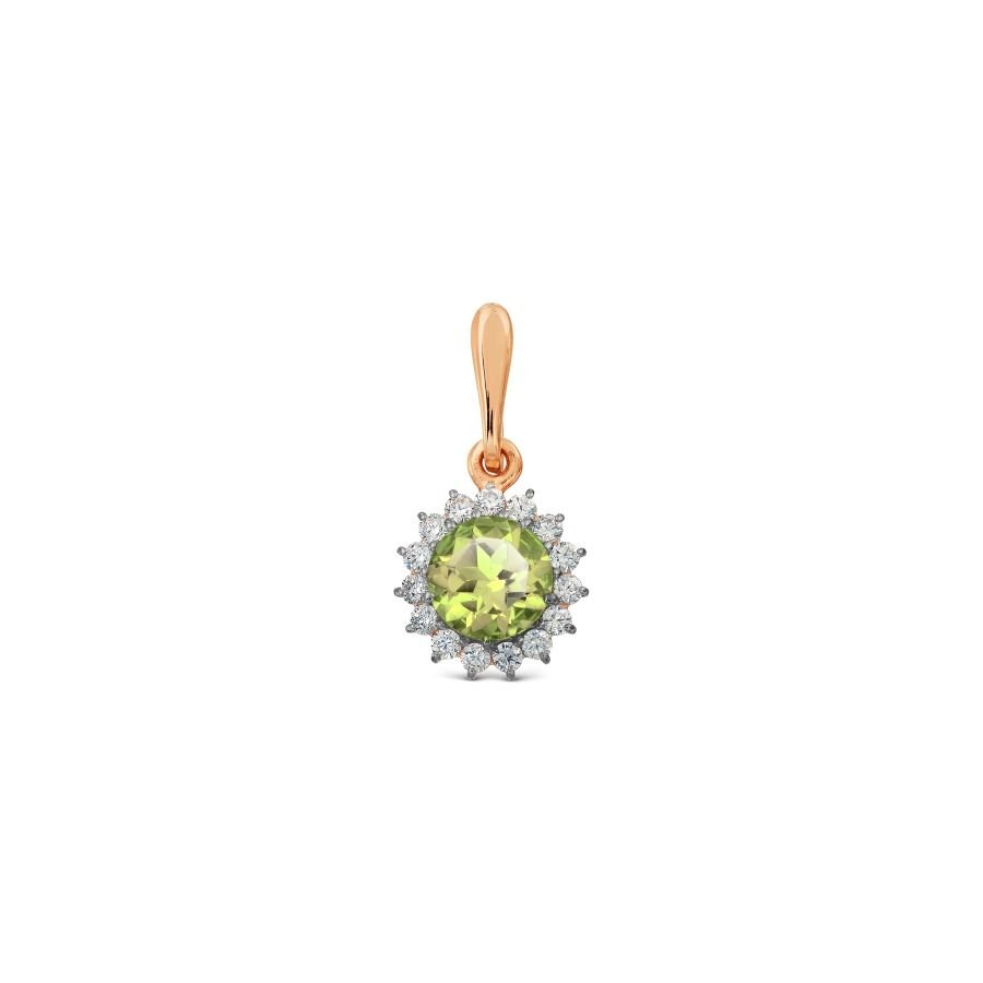 Anhänger mit Peridot und Zirkonia 585 Rotgold