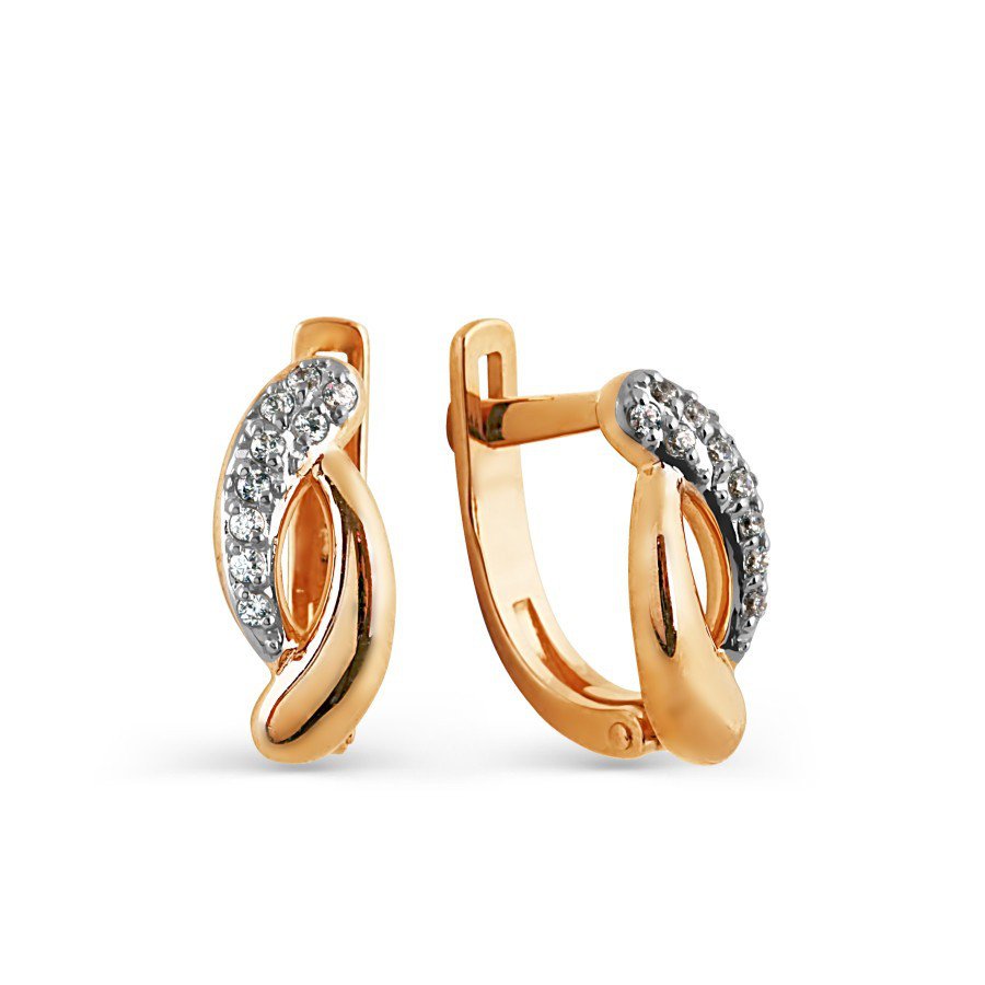 Damen Ohrringe mit Zirkonia - 585 Rotgold