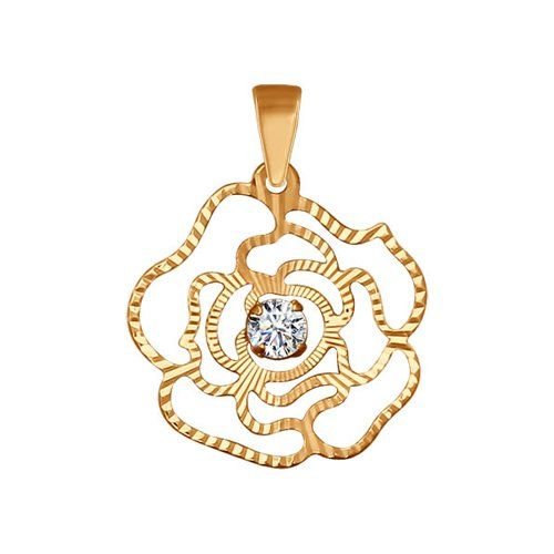 Anhänger "Rose mit Zirkonia" 585 Rotgold Diamantiert