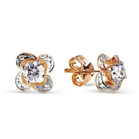 Ohrringe Ohrstecker mit Zirkonia 585 Rotgold