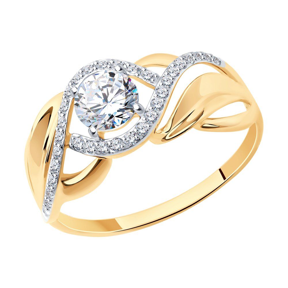 Кольцо из красного золота 585 пробы с фианитами Кольцо из красного золота 585 пробы с фианитами