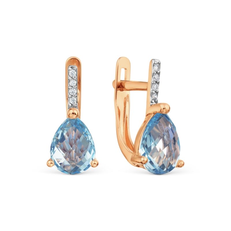 ZM Ohrringe mit Topas und Zirkonia 585 Rotgold ZM Ohrringe mit Topas und Zirkonia 585 Rotgold