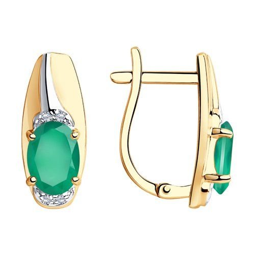Damen Ohrringe mit Achat und Zirkonia 375 Rotgold