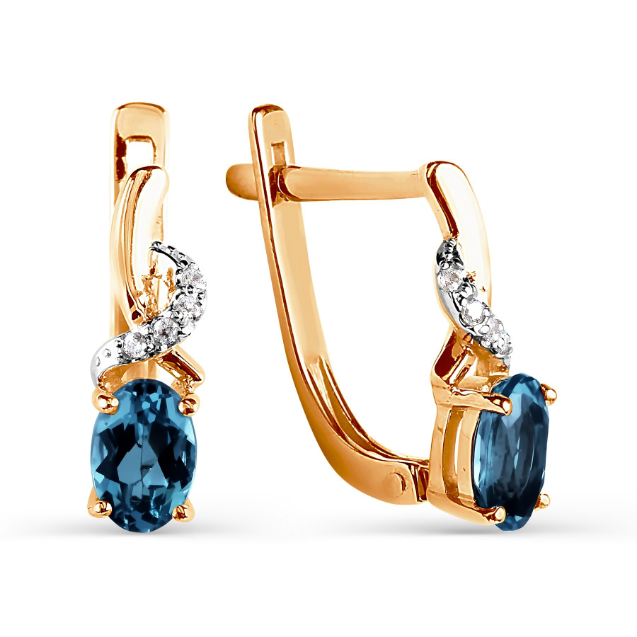 Paar Ohrhänger London Topas und Zirkonia - 585 Rotgold Paar Ohrhänger London Topas und Zirkonia - 585 Rotgold