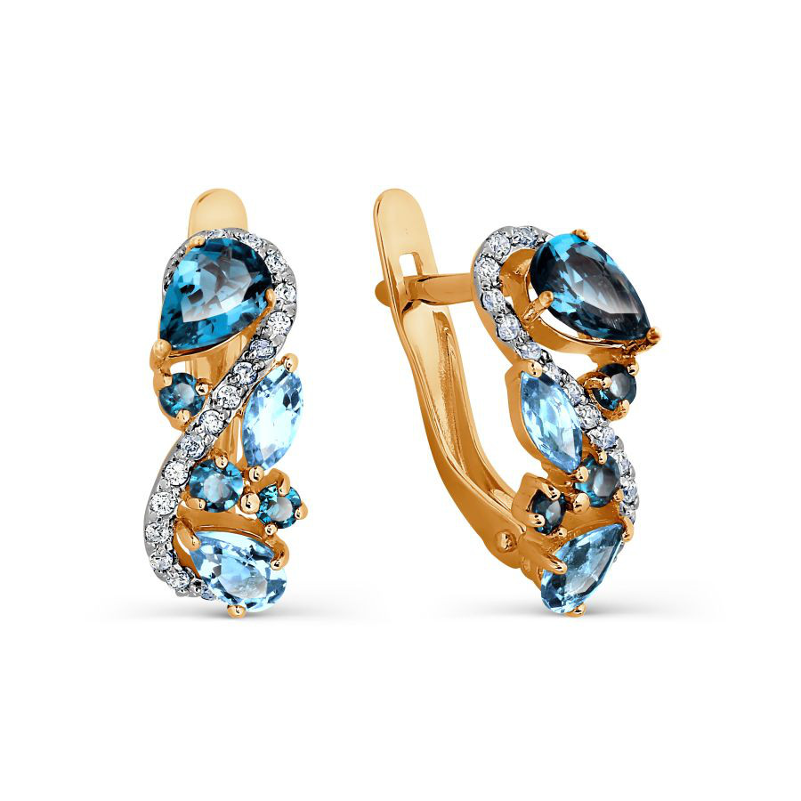 Ohrringe 585 Rotgold 14 Karat mit London Topase und Topase Zirkonia