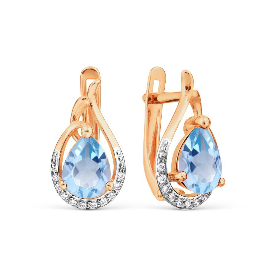 Damen Ohrringe mit Topase und Zirkonia 585 Rotgold